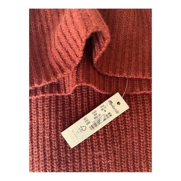 NWT✨ Madewell Cropped Turtleneck Sweater with Pleated Blouson Sleeves in Rust 🧶 - Picture 7 of 7
